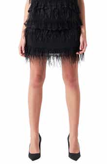 Endless Rose Lace & Feather Miniskirt