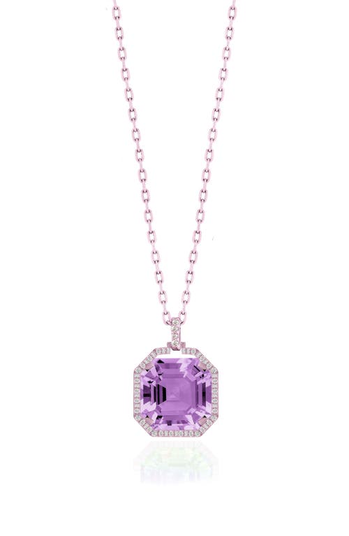 Goshwara Gossip Asscher Cut Stone & Pavé Diamond Pendant Necklace In Purple