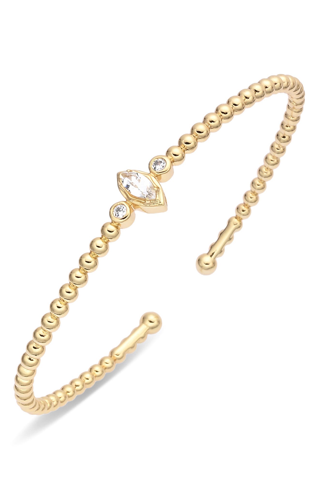 Sophia 14k Gold Plated Crystal Beaded Cuff Bracelet