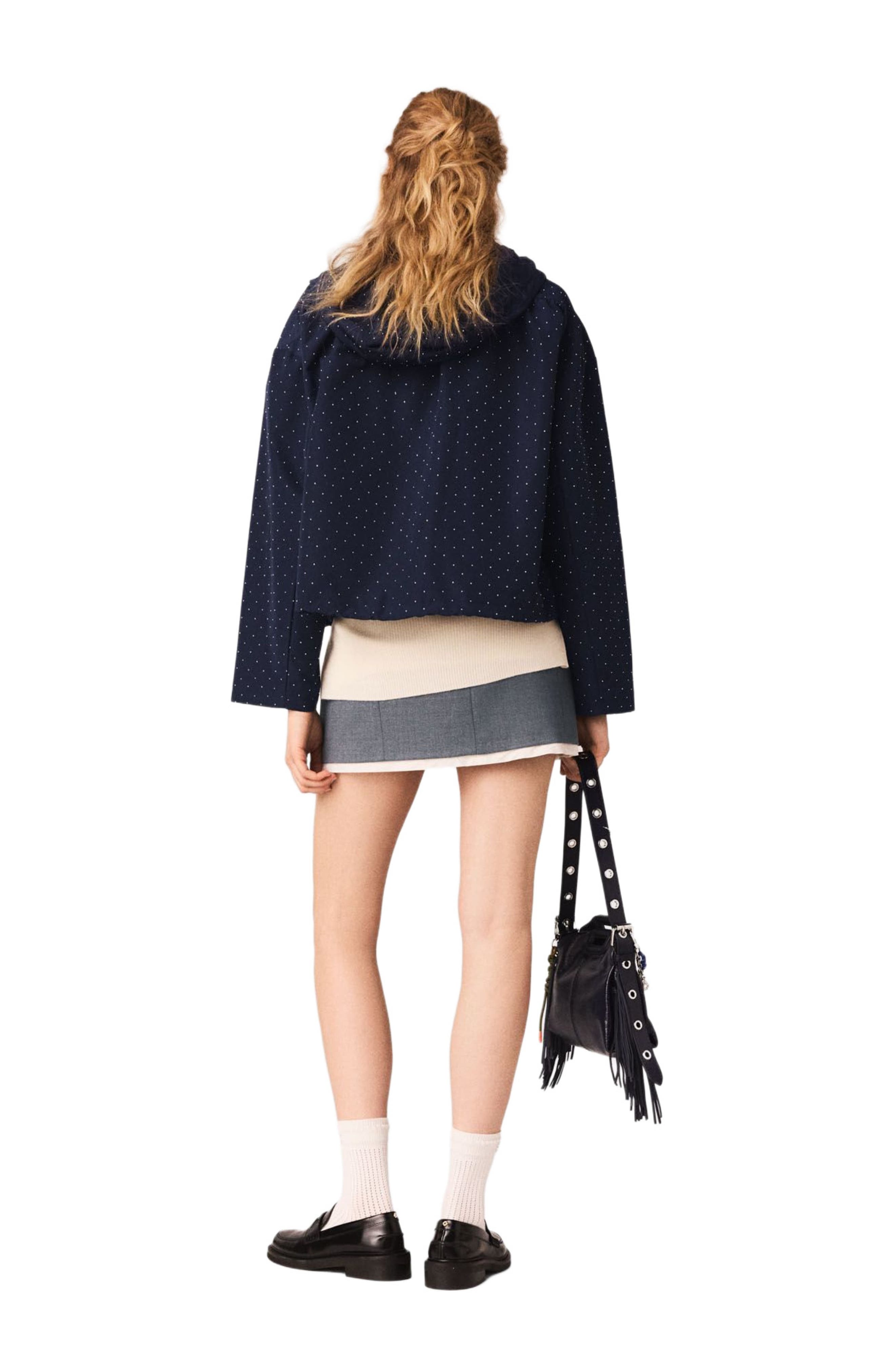 Hooded windbreaker with rhinestones - image 2