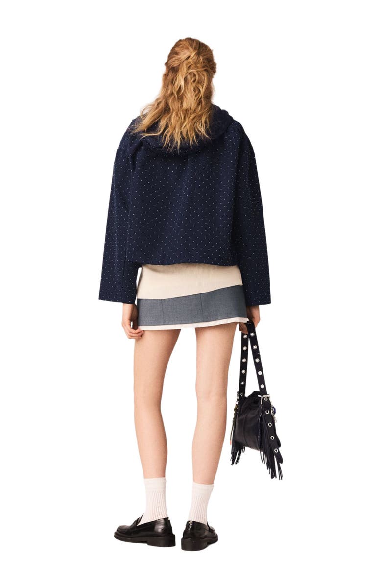 maje Hooded windbreaker with rhinestones, Alternate, color, Navy