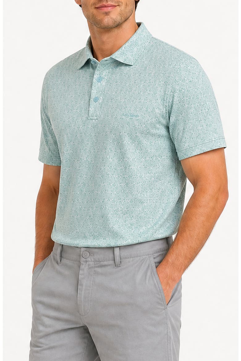 Watercolor Geo Performance Polo, Alternate, color, AQUA
