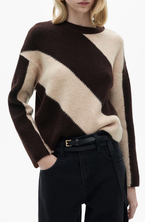 Mango Women's Striped Knit Sweater In Medium Brown
