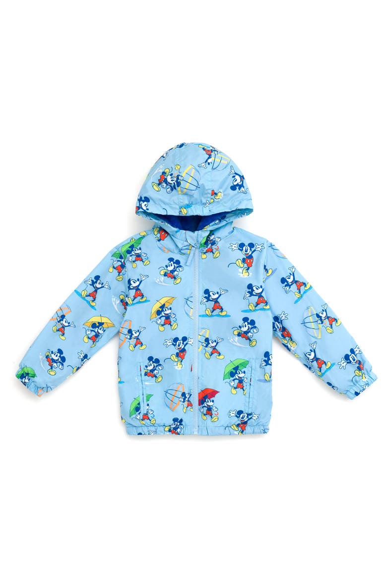 Mickey Mouse Fleece Hooded Rain Jacket, Main, color, Mickey Light Blue