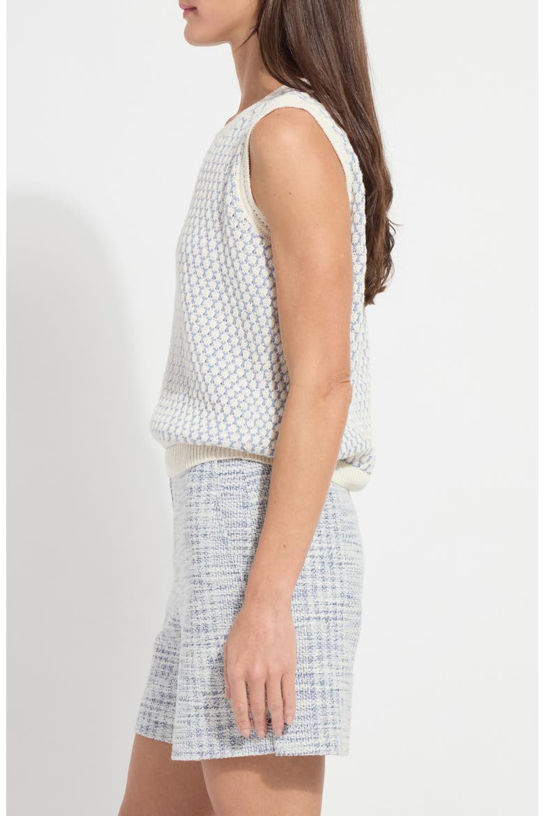 Claire Textured Linen & Cotton Sweater Vest, Alternate, color, ECRU/ AZZURRO