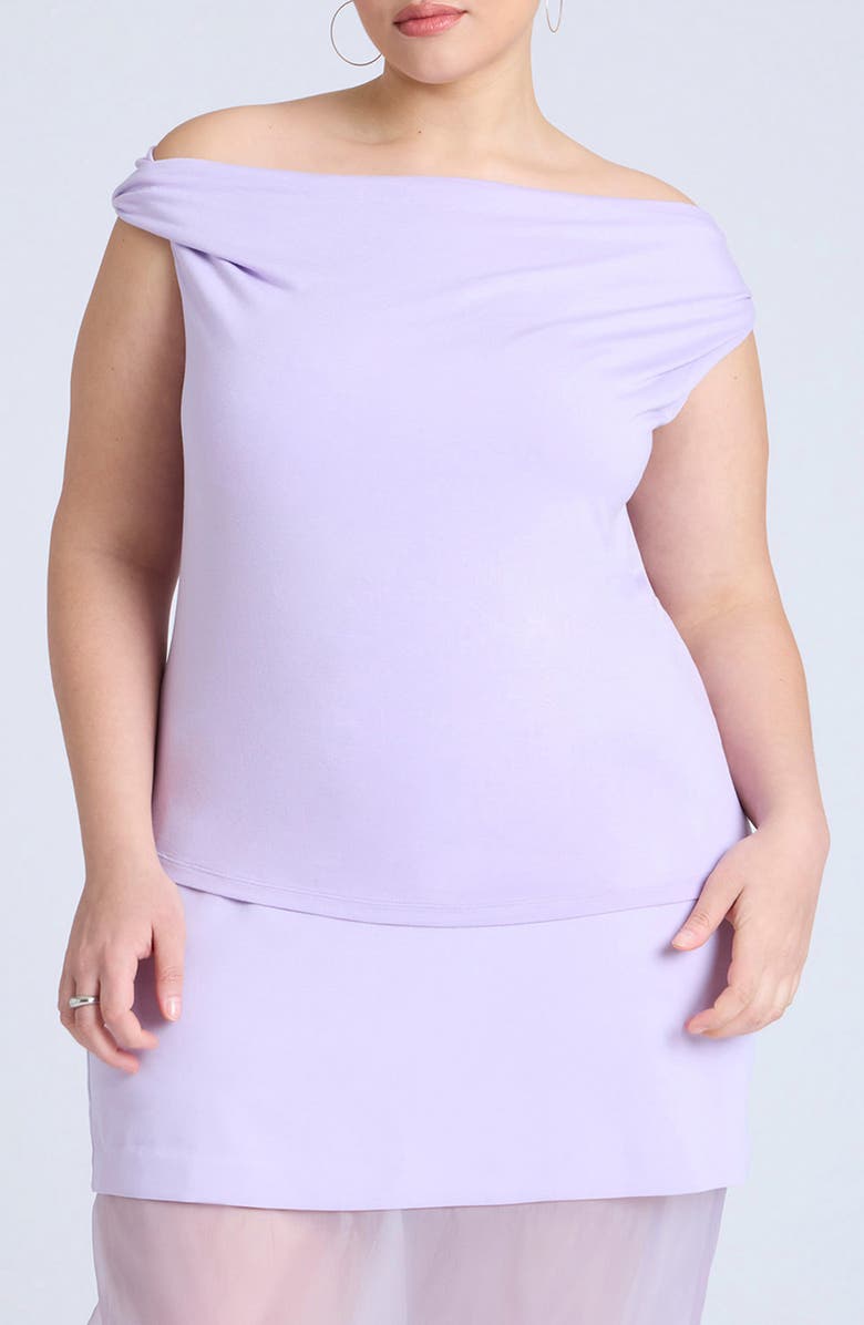 ELOQUII Twist Sleeve Off the Shoulder Top, Main, color, 