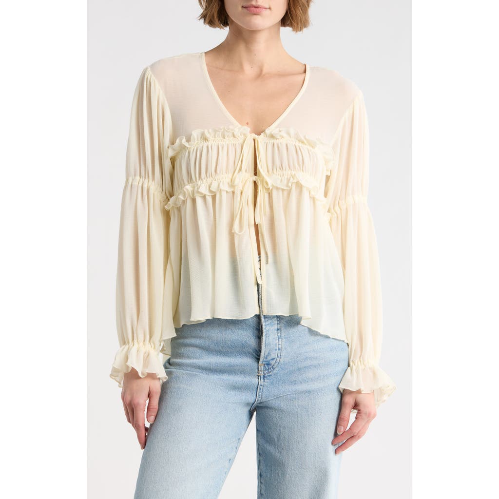 Vigoss Ruffle Babydoll Top In Sand