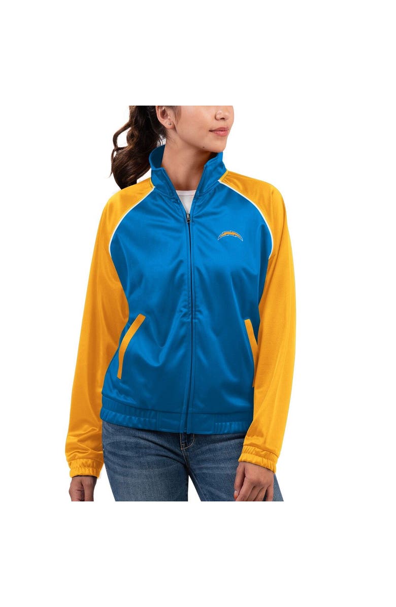 G-III 4HER BY CARL BANKS Women's G-III 4Her by Carl Banks Powder Blue Los Angeles Chargers Showup Fashion Dolman Full-Zip Track Jacket, Main, color, Powder Blue