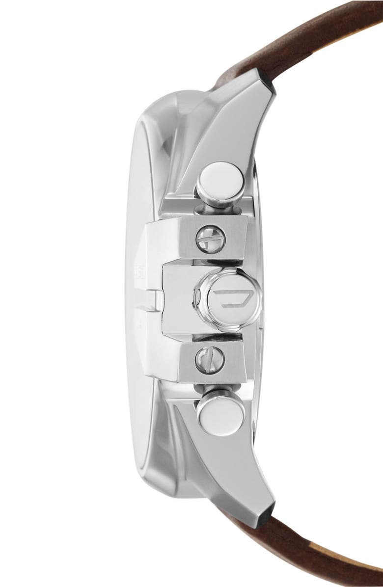 DIESEL<sup>®</sup> 'Mega Chief' Leather Strap Watch, 51mm, Alternate, color,