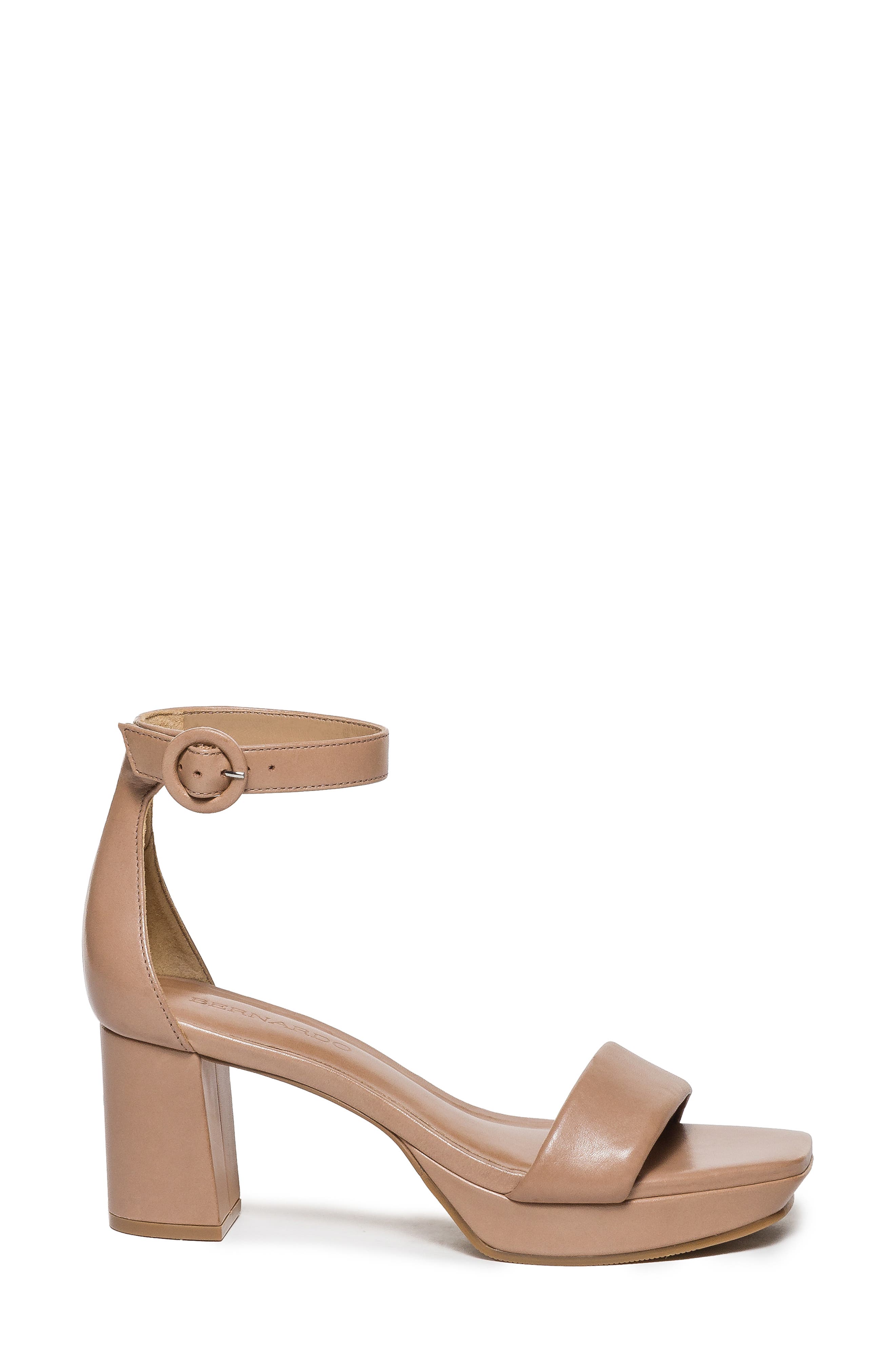 Bernardo Footwear Carla Square Toed Ankle Strap Sandal, Alternate, color, Birch
