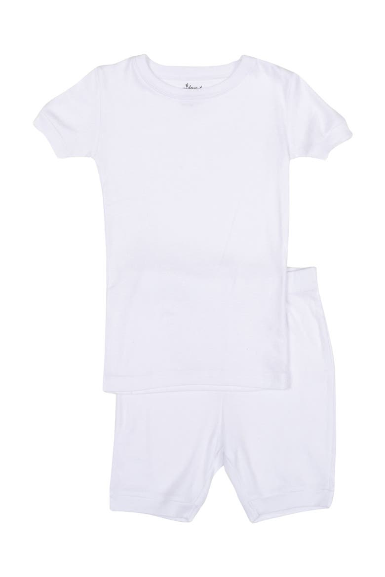 Kids Short Sleeve Cotton Solid Matching Family Pajamas, Main, color, White