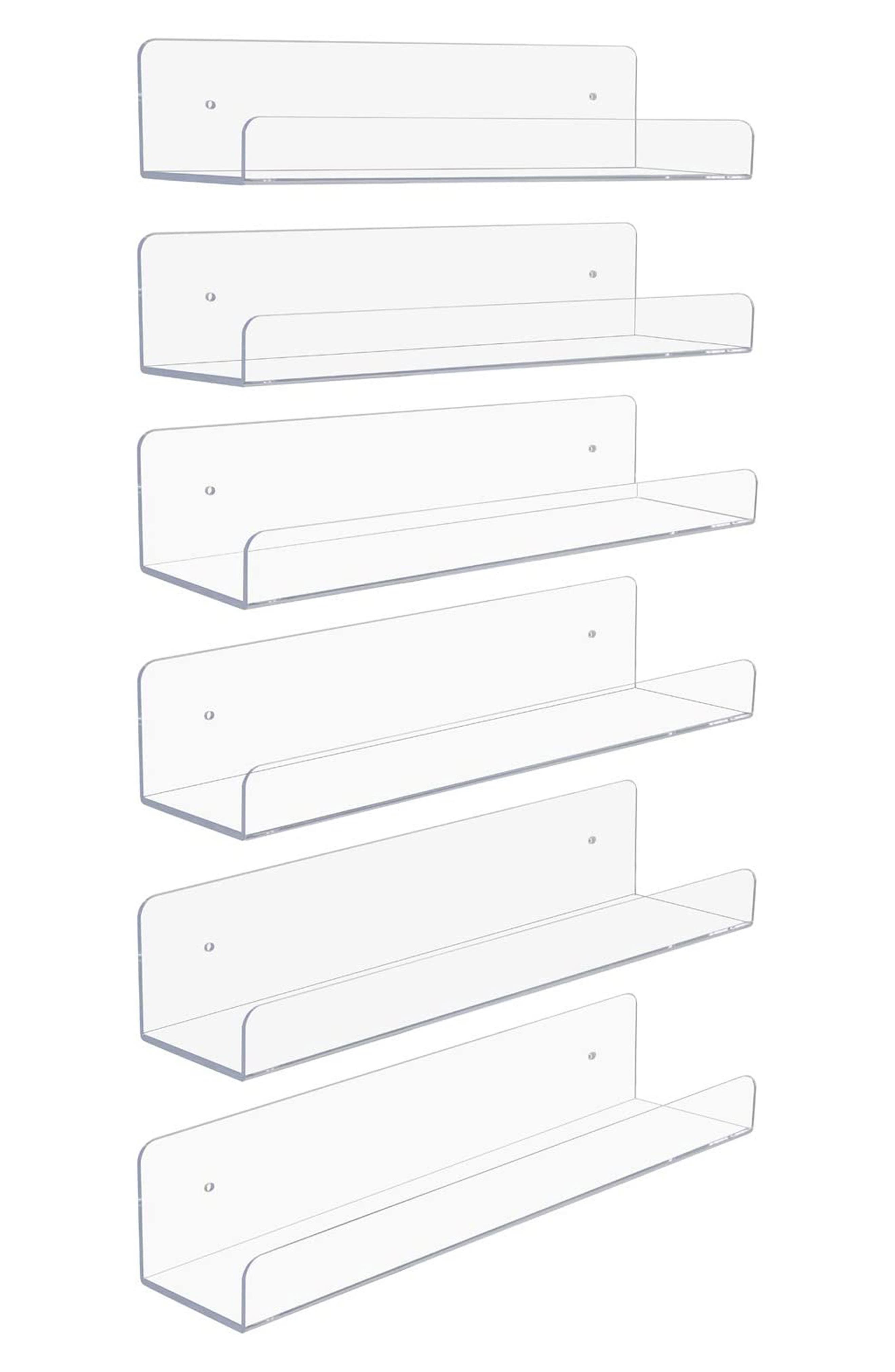 SORBUS Floating Acrylic Wall Ledge Shelf - Set of 6