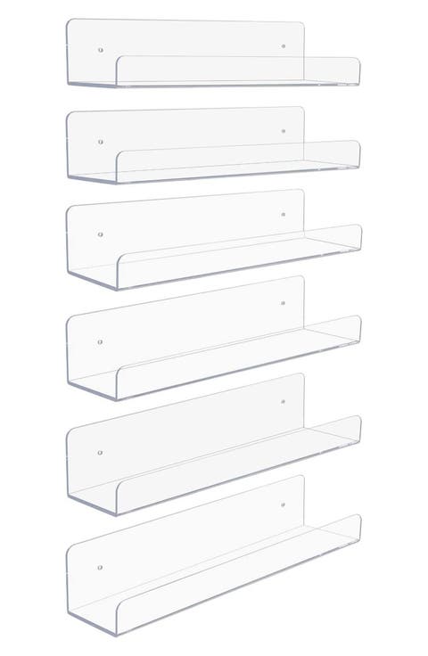 Floating Acrylic Wall Ledge Shelf - Set of 6