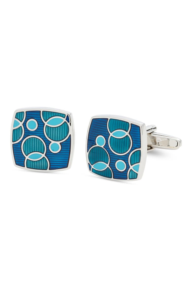 Teal Circles Cuff Links, Main, color, TEAL