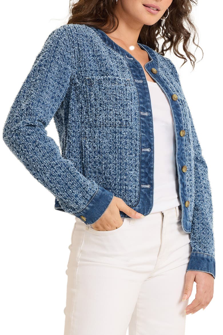 Cotton Tweed Denim Jacket, Main, color, MEDIUM WASH