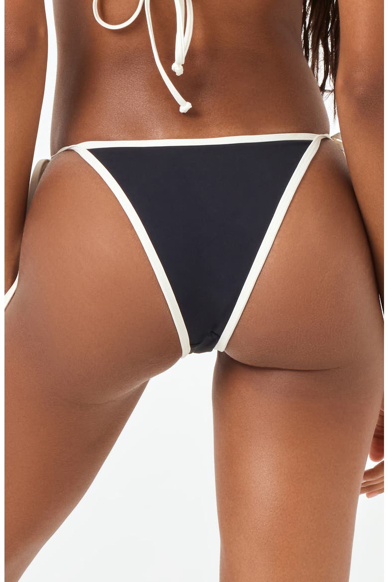 Levy Bitsy String Bikini Bottoms, Alternate, color, BLACK/ CREAM