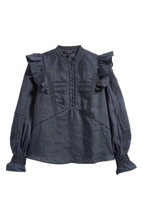 Allsaints Heather Lace Trim Top In Blueberry Blue