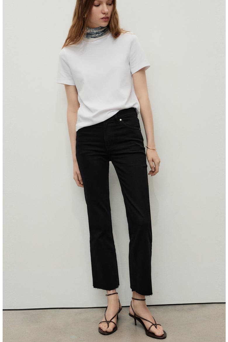 Sienna Raw Hem Crop Flare Jeans, Alternate, color, BLACK DENIM