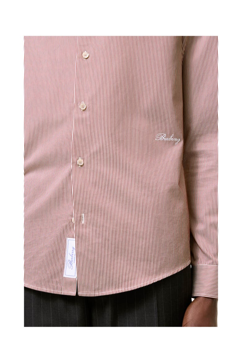 Slim Fit Striped Cotton Shirt, Alternate, color, Vineyard red