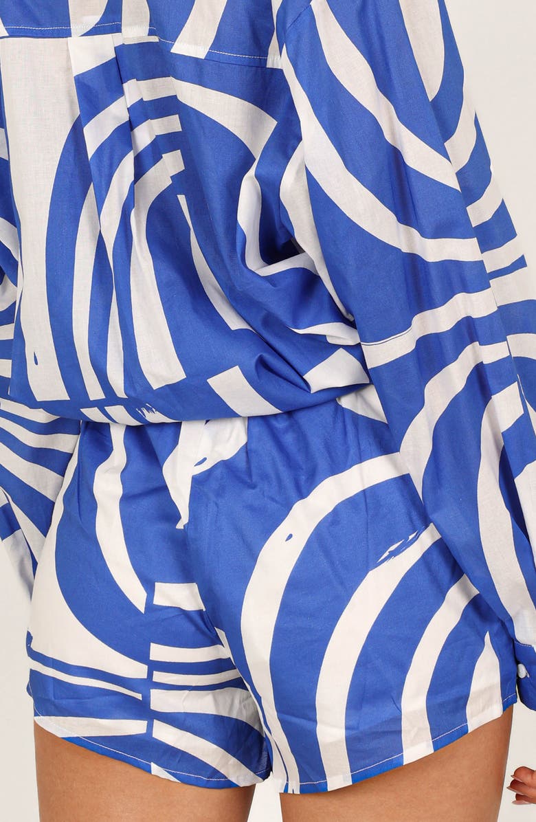 Petal & Pup Heather Cotton Shorts, Alternate, color, Blue Print