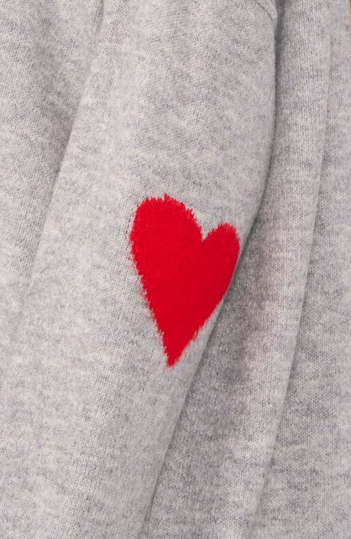 Shop Cece Heart Elbow Crewneck Sweater In Light Heather Grey