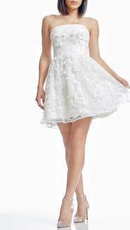 Dress the Population Marilyn Floral Appliqué Strapless Cocktail Minidress