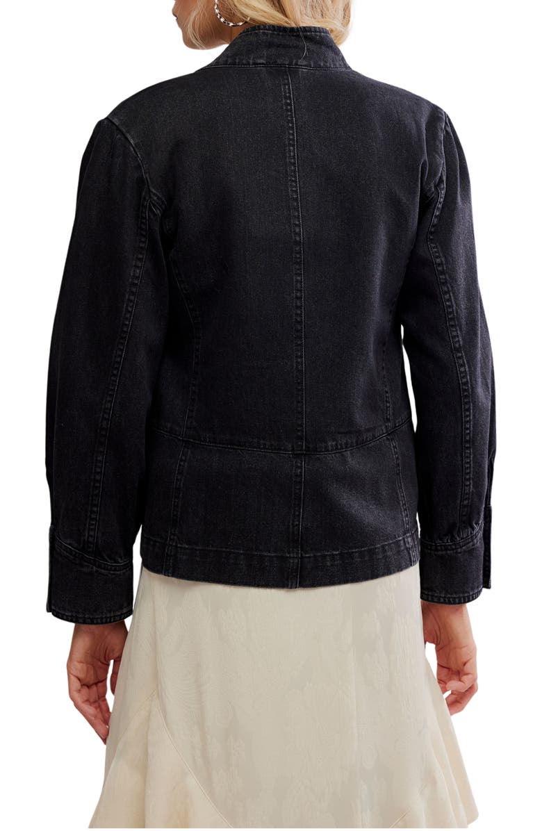 Free People Imogene Double Breasted Denim Jacket, Alternate, color, Odyssey Black