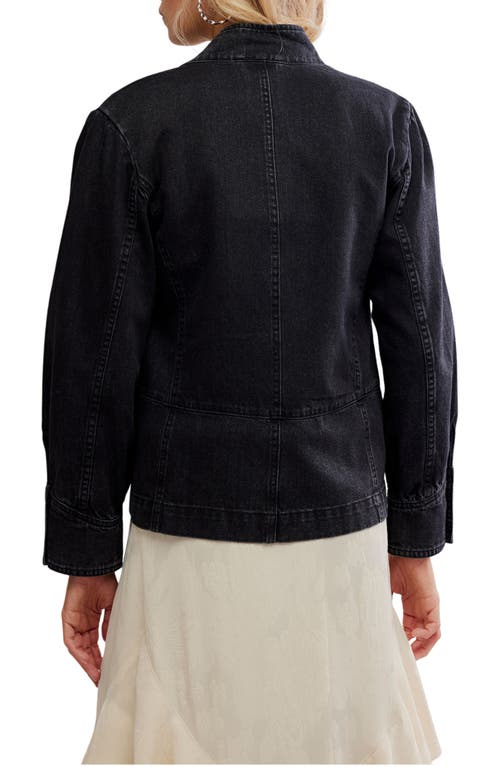 Free People Imogene Double Breasted Denim Jacket In Black