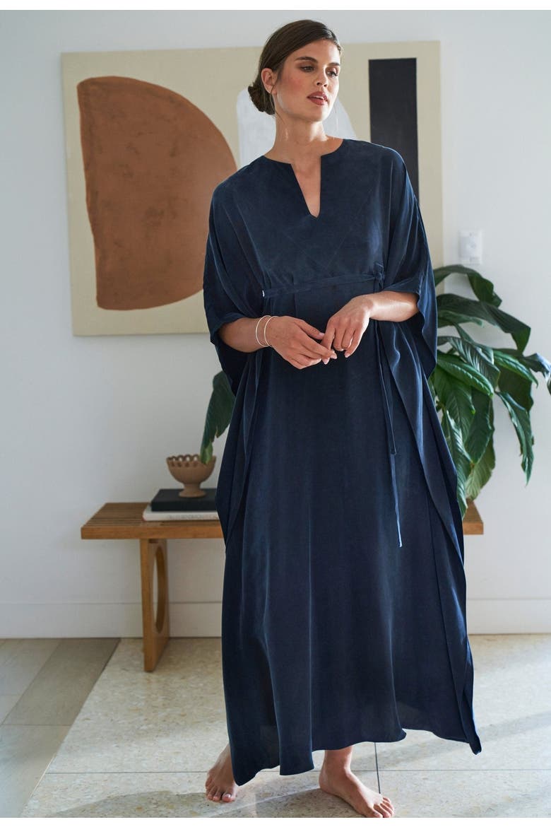 Belted Caftan, Alternate, color, Navy