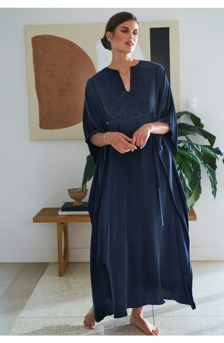 ocean+main Belted Caftan, Alternate, color, Navy