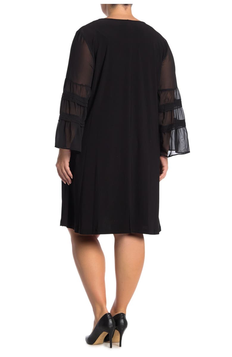 Nina Leonard Chiffon Sleeve Jewel Neck Dress, Alternate, color, 