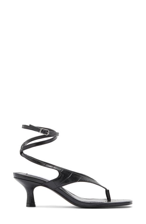 Steve Madden Rayger Ankle Strap Heel Sandal In Black Croc