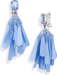 Oscar de la Renta Bead & Sequin Flower Cascade Clip-On Drop Earrings