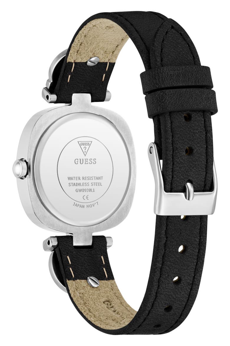 Crystal G-Logo Leather Strap Watch, 28mm, Alternate, color, BLACK