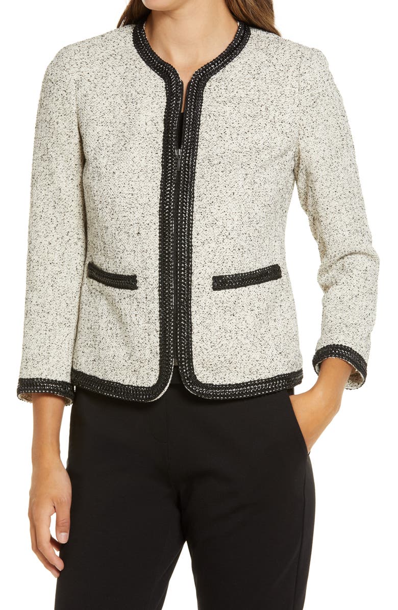Anne Klein Zip Front Tweed Jacket, Alternate, color,