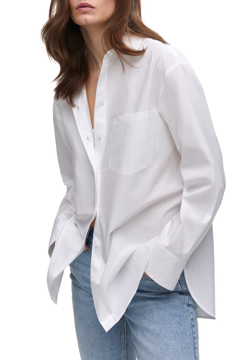 MANGO Oversize Cotton Button-Up Shirt, Alternate, color,