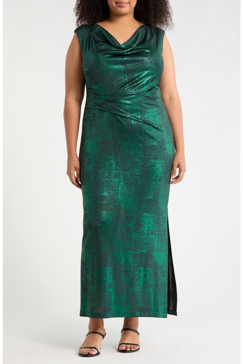 Drape Neck Knit Midi Dress, Main, color, EMERALD