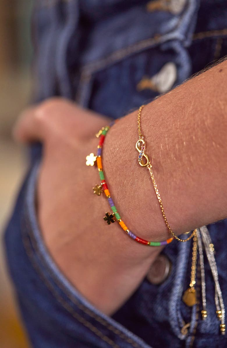 Estella Bartlett Cubic Zirconia Infinity Bracelet, Alternate, color, Gold