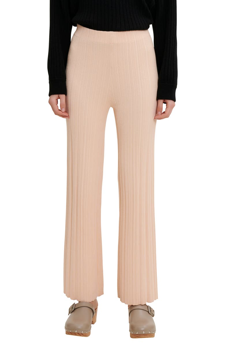 maje Peline Rib Pants, Main, color, Pale Pink