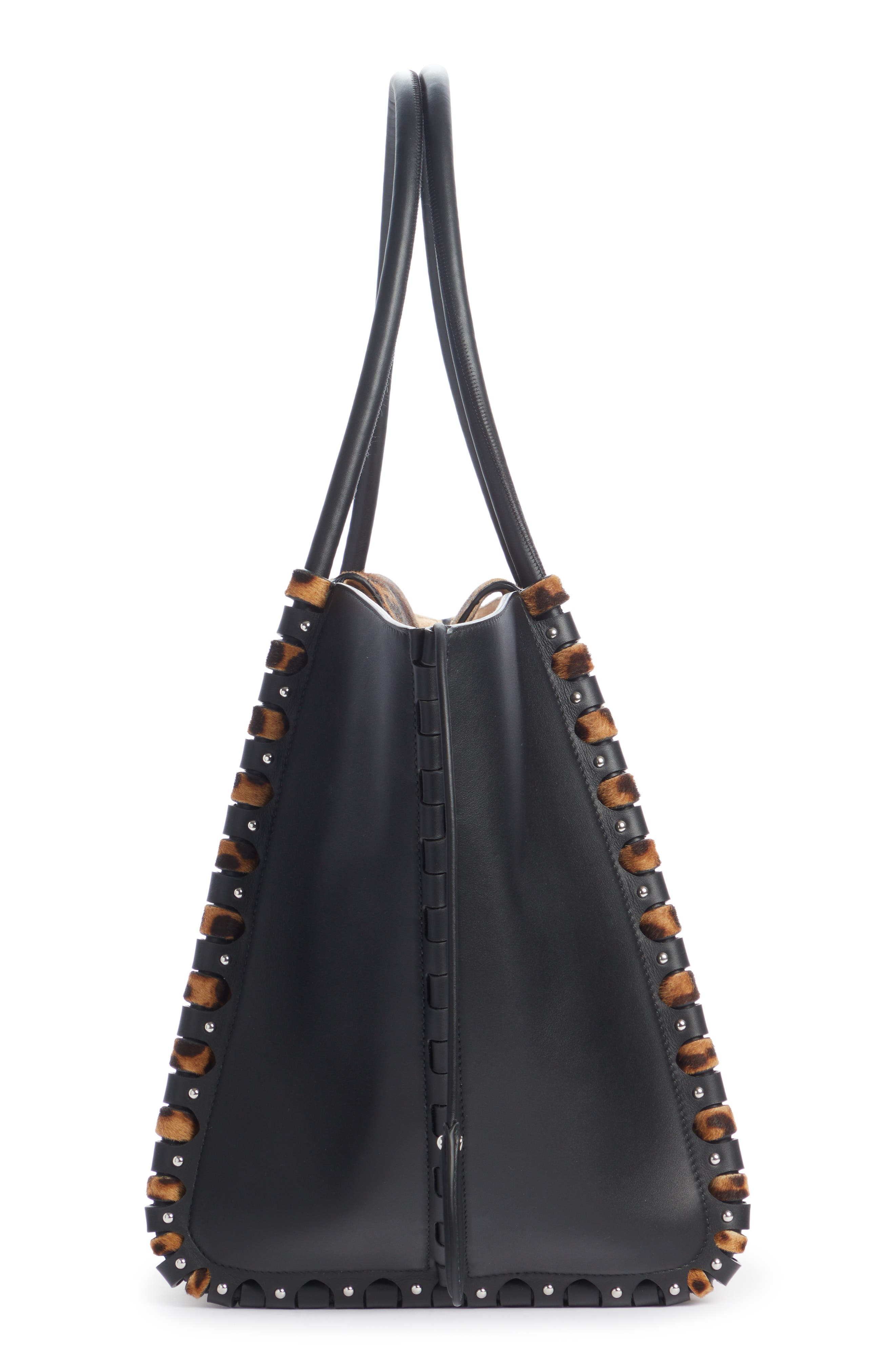 Alaïa Hinge Medium Leopard Print Leather Tote, Alternate, color, 