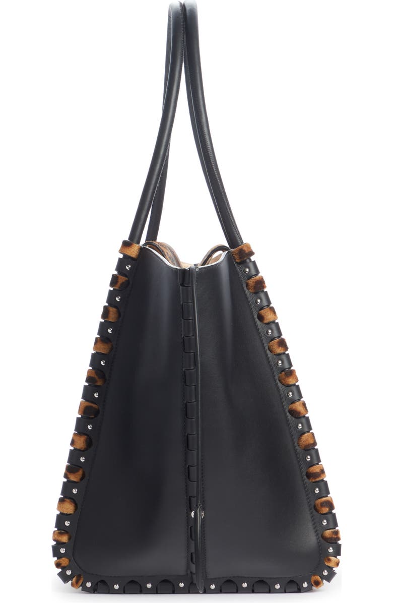 Alaïa Hinge Medium Leopard Print Leather Tote, Alternate, color,