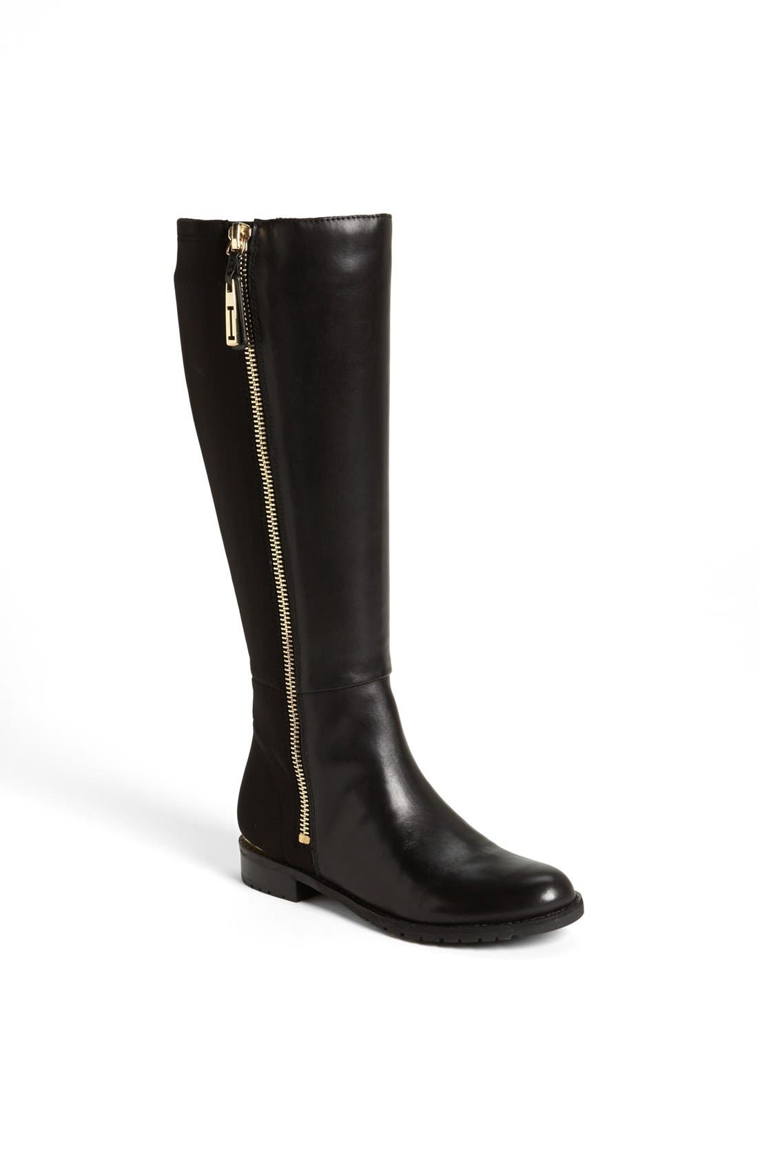 'Arno' Lycra® Stretch Boot, Main, color, BLACK LEATHER