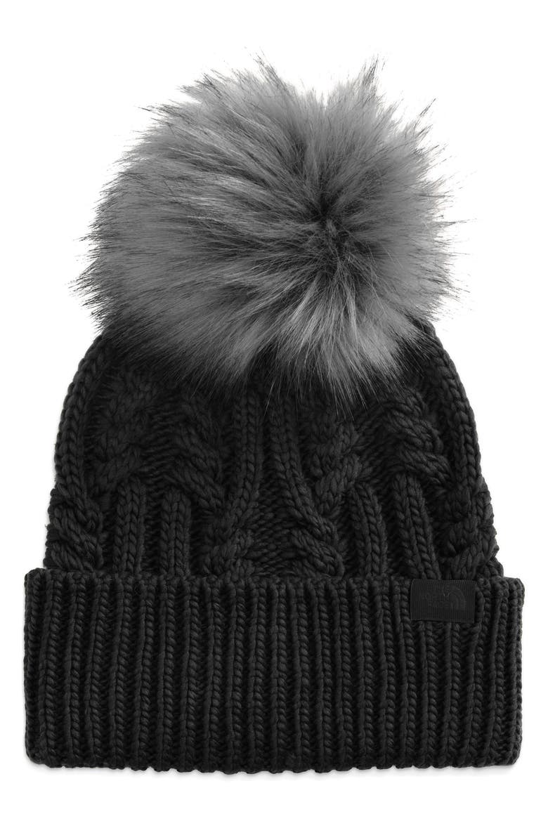 The North Face Oh Mega Faux Fur Pom Beanie, Main, color,