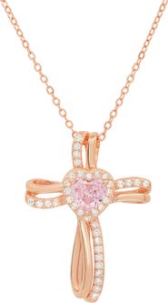 Queen Jewels Sterling Silver CZ Heart Cross Pendant Necklace