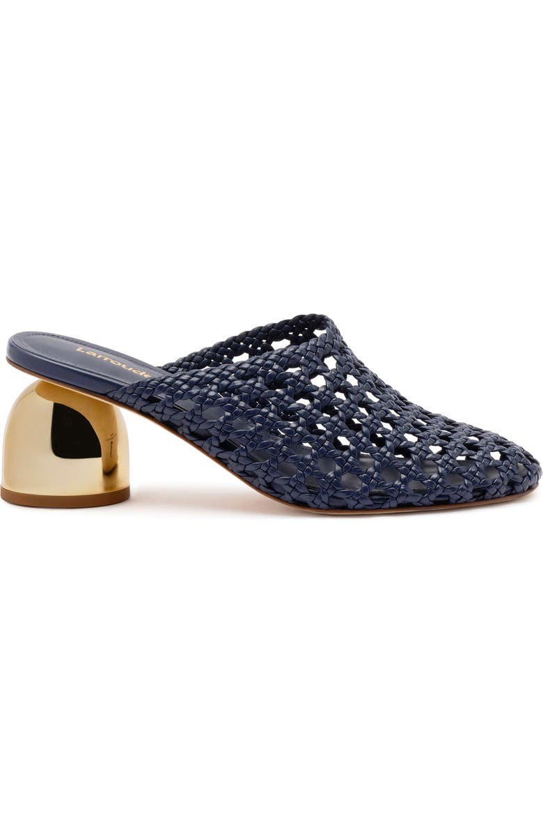 Larroudé Dew Drop Macrame Mule, Main, color, Navy