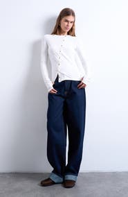 Topshop Asymmetric Button Front Top