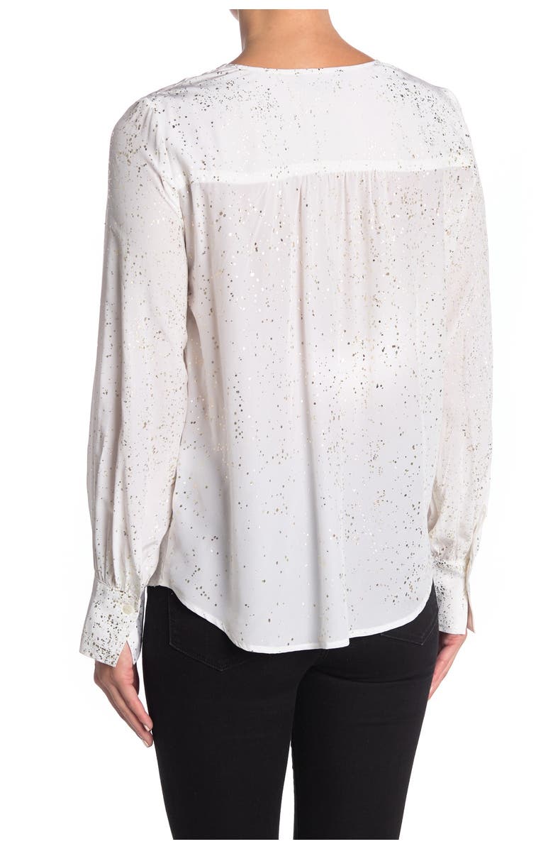 FIFTEEN TWENTY Button-Front Speckled Silk Blouse, Alternate, color, 