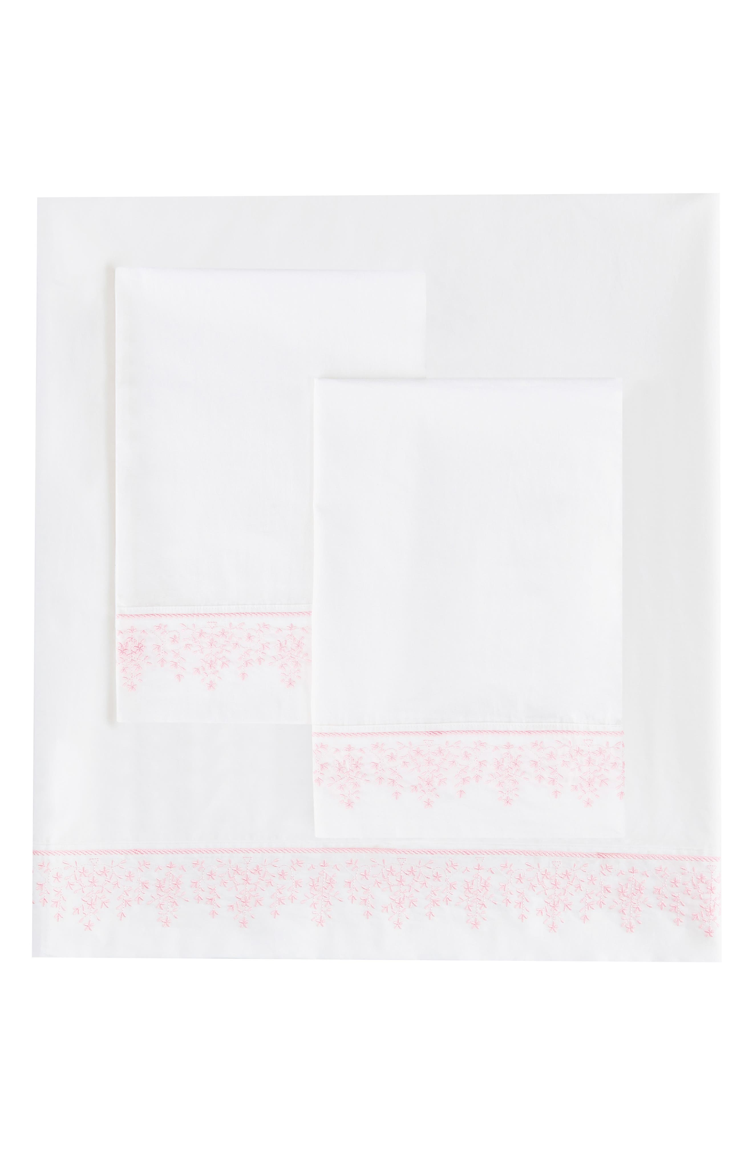 MELANGE HOME Percale Cotton Baby's Breath Embroidery Sheet Set - Queen
