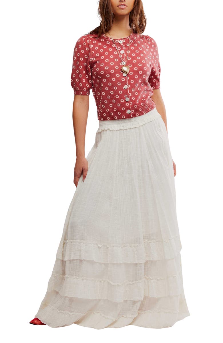 Free People Isla Puff Sleeve Crop Wool & Cashmere Blend Cardigan, Alternate, color, Daisy Combo