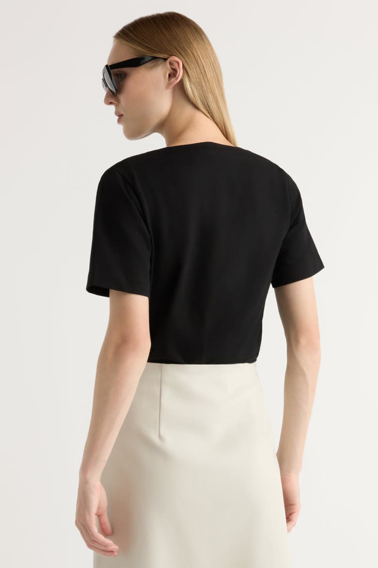 Kendra Organic Cotton Cowl-Neck Tee, Alternate, color, Black
